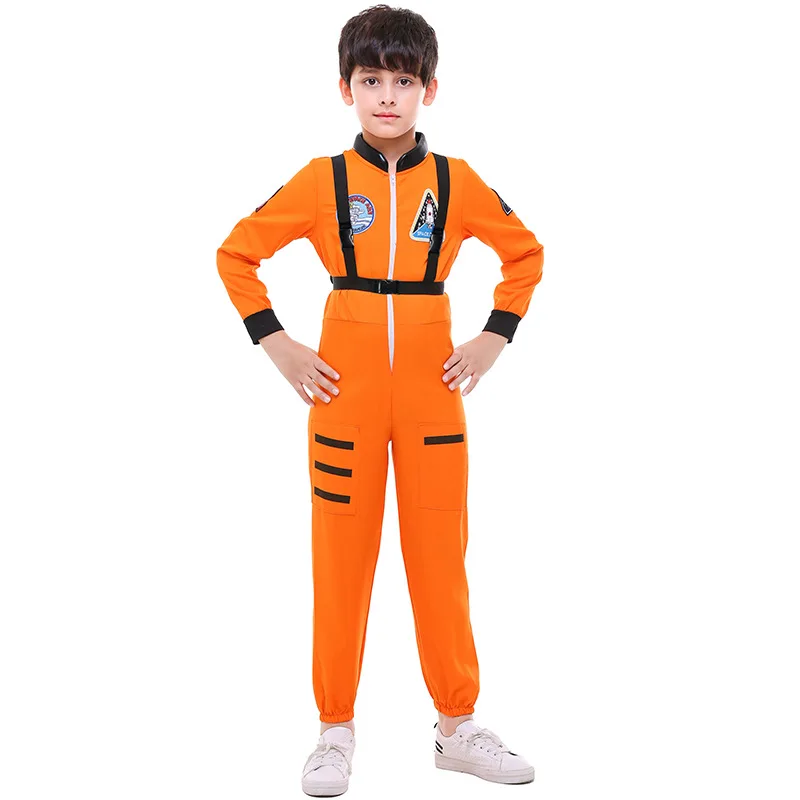 Костюм космонавта белого и оранжевого цвета для мальчиков, костюм космонавта, мужской костюм, комбинезон с ремнем, детский подарок, книга