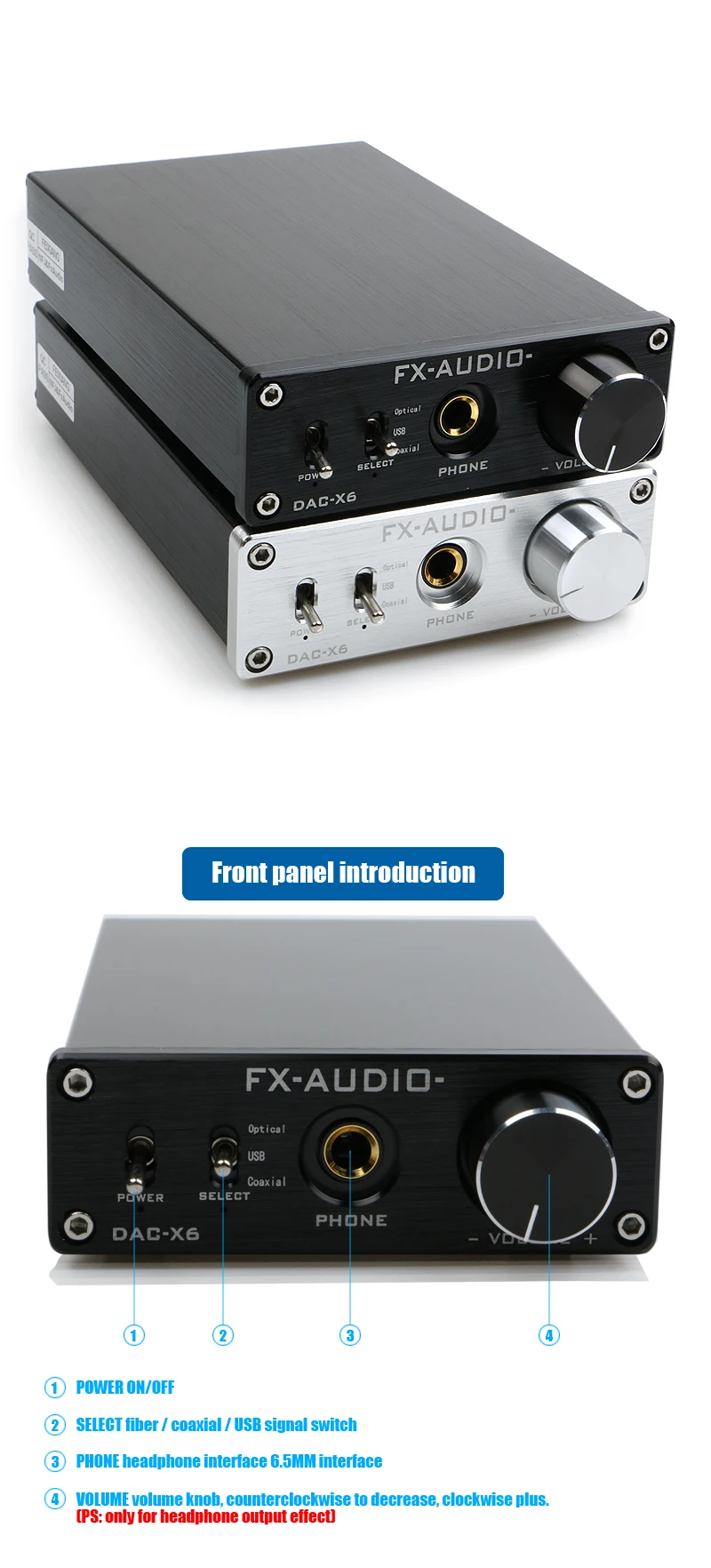 FX-AUDIO DAC-X6 HiFi 2,0 цифровой аудио декодер DAC вход USB/коаксиальный/оптический выход RCA/усилитель для наушников 24 бит/96 кГц DC12V