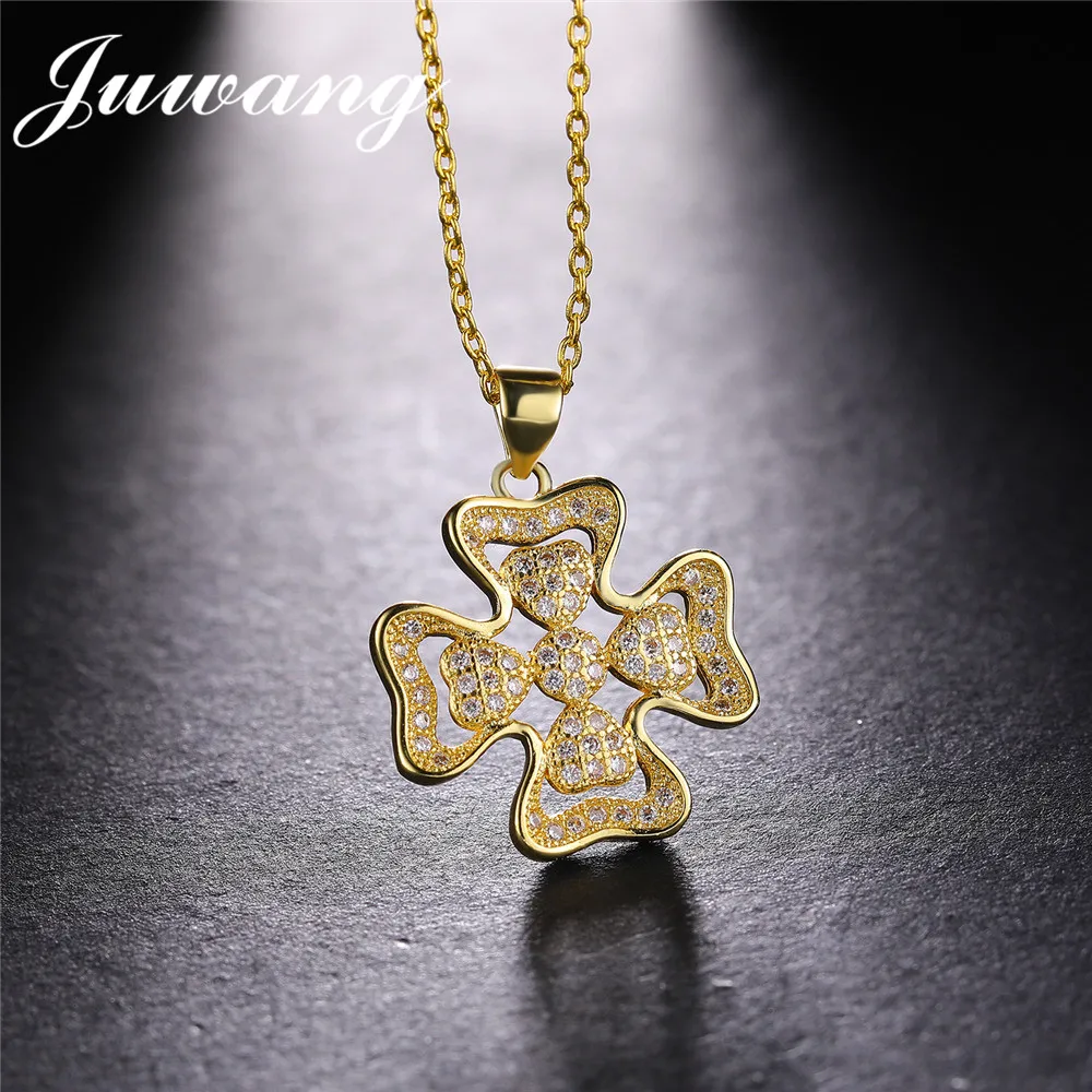 

JUWANG Flower Plant CZ Necklaces & Pendants for Women Girl New Fashion Necklaces Christmas Jewelry Gifts Wholesale