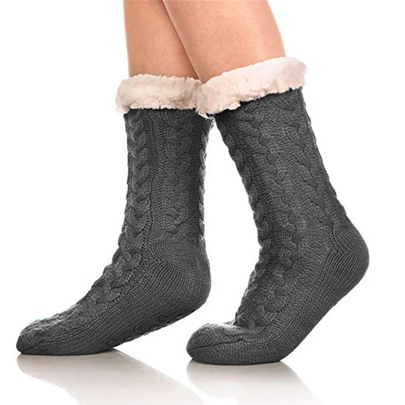 Skiing Socks Women Winter Super Soft Warm Cozy Fuzzy Fleece-lined Christmas Gift With Gripp #2d18 (11)