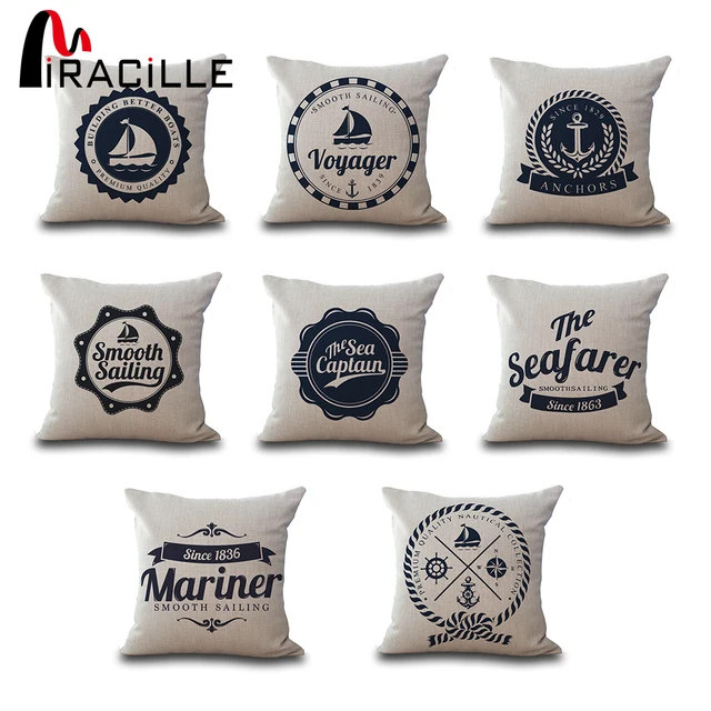 Square 18 Nautical Anchor Sailor Sailing Sofa Throw Pillows Chair Square 18 Nautical Anchor Sailor Sailing Sofa Throw Pillows Chair Waist Soft Cotton Linen Cushions