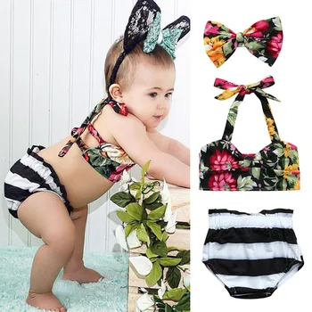 swimwear for girls 3Pcs Infant Kids Baby Girls Swimwear Straps Swimsuit Bathing Clothes Set Outfits Summer swimsuits girls 2018