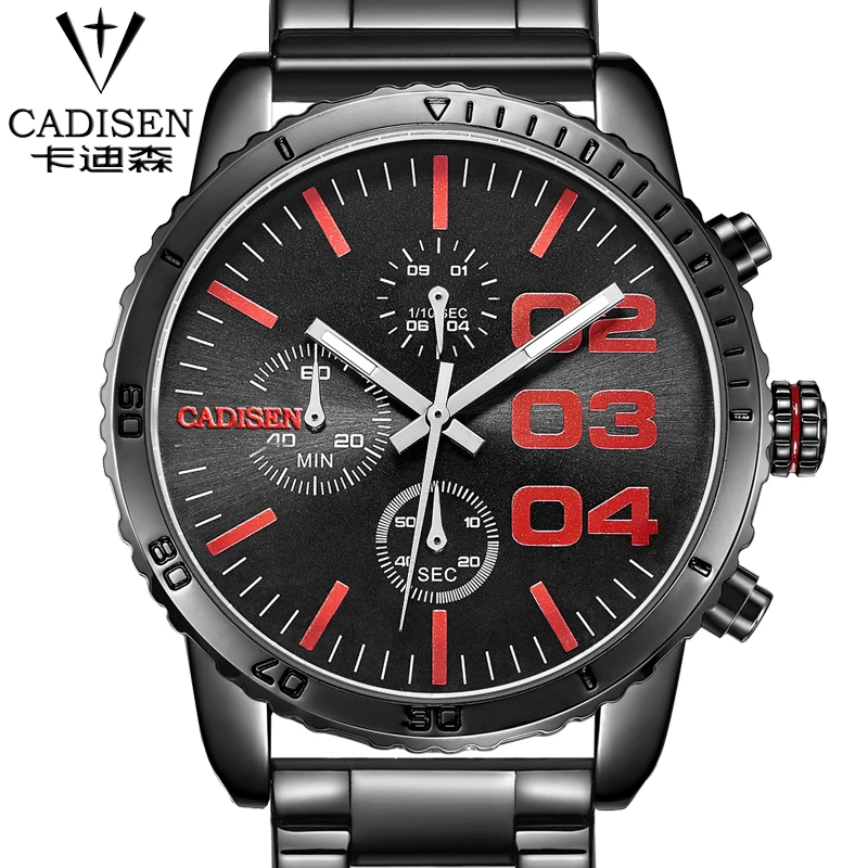 Cadisen часы мужчины luxury brand Швейцарский reloj relogio masculino военная кварцевые полный