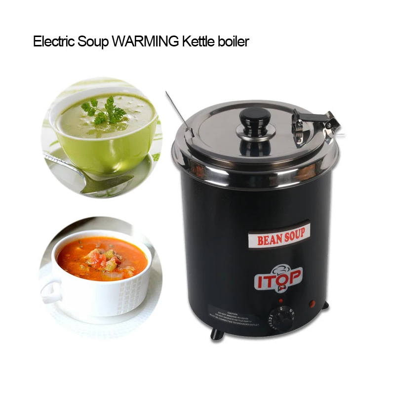 

ITOP Electric Soup Pot Food Machine Soup WARMING Kettle Boiler Stainless Steel Black 5.7L Iron Spraying Body Household Machine