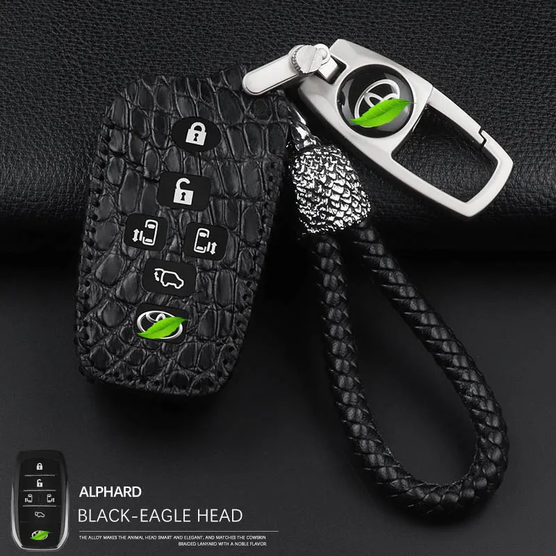 Подходит для Toyota Alpha key bag кожаный чехол ALPHARD высококачественный значок кожаный чехол для ключей VELLFIRE Alpha автомобильный брелок - Название цвета: Black eagle