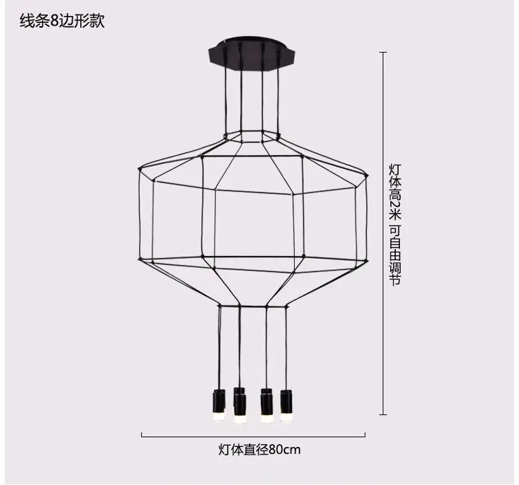 Современный скандинавский 110 В 220 в 240 В светодиодный подвесной светильник черного цвета с проволочной оплеткой, лампа для лестничной клетки, холла, холла, 3 метра, с кабельным потоком, черная Подвесная лампа