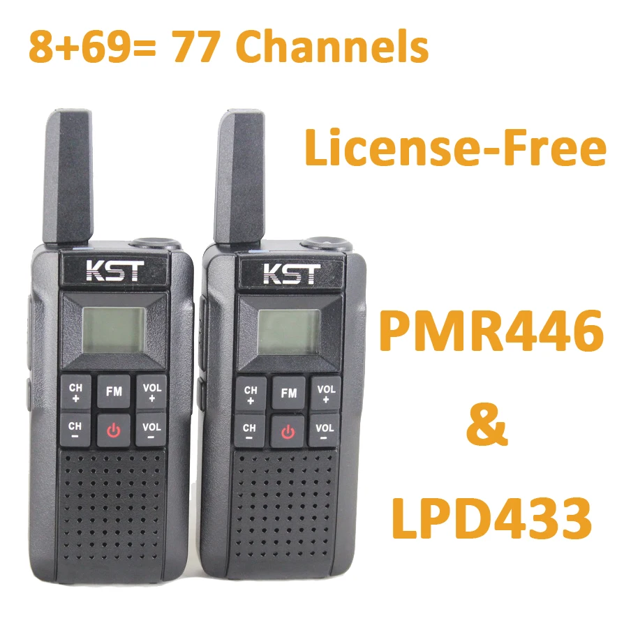 V2 PMR446 LPD433 77 Channels Walkie Talkie Radio with 1800mAh Li ion
