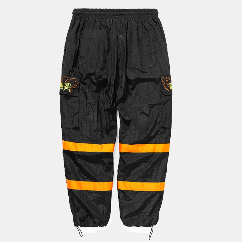 

HFNF windbreaker pants night sports fluorescent loose male trousers 2019 street brand clothing street men's sweatpants