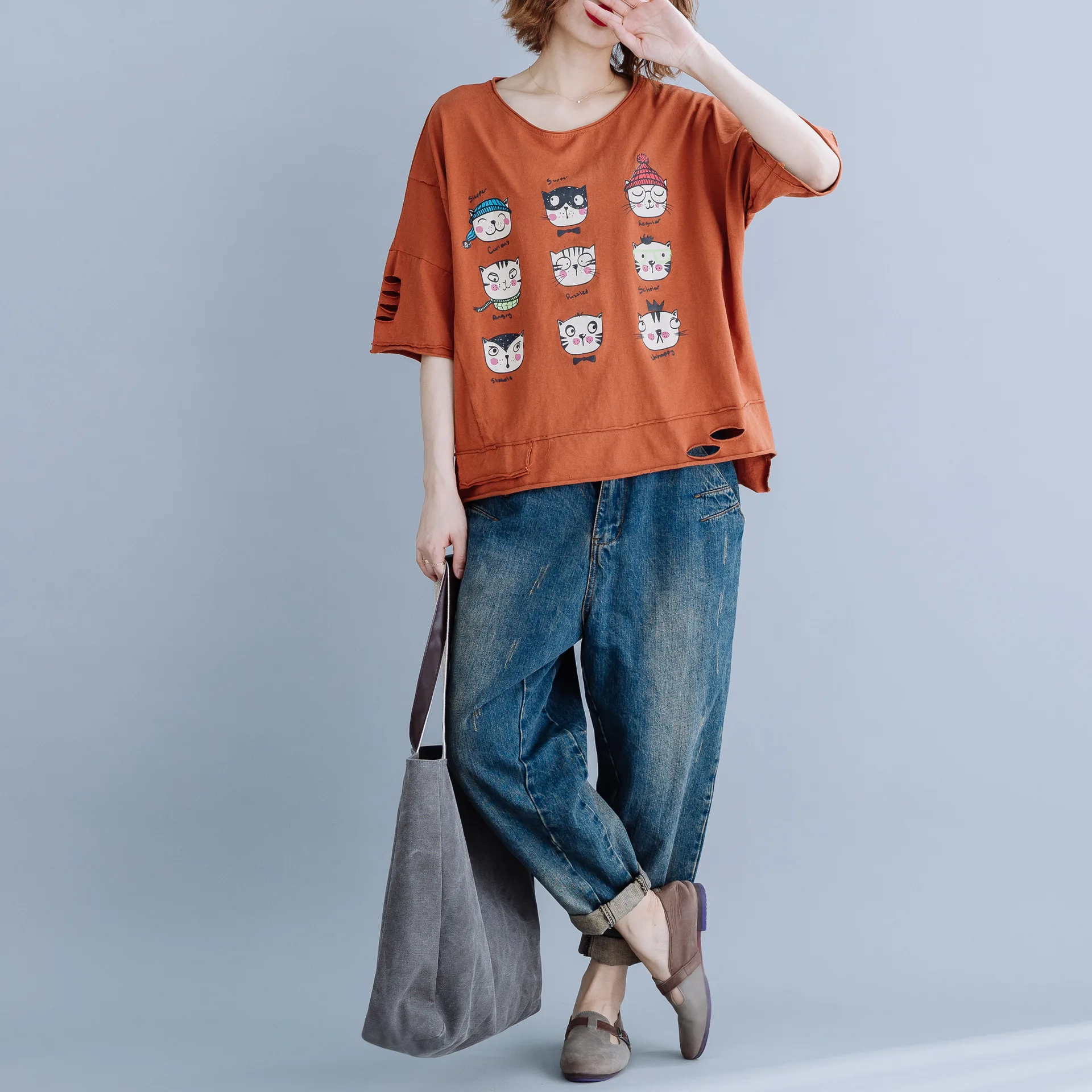 Новинка 2019 летние повседневные свободные топы с мультяшным принтом новые модные