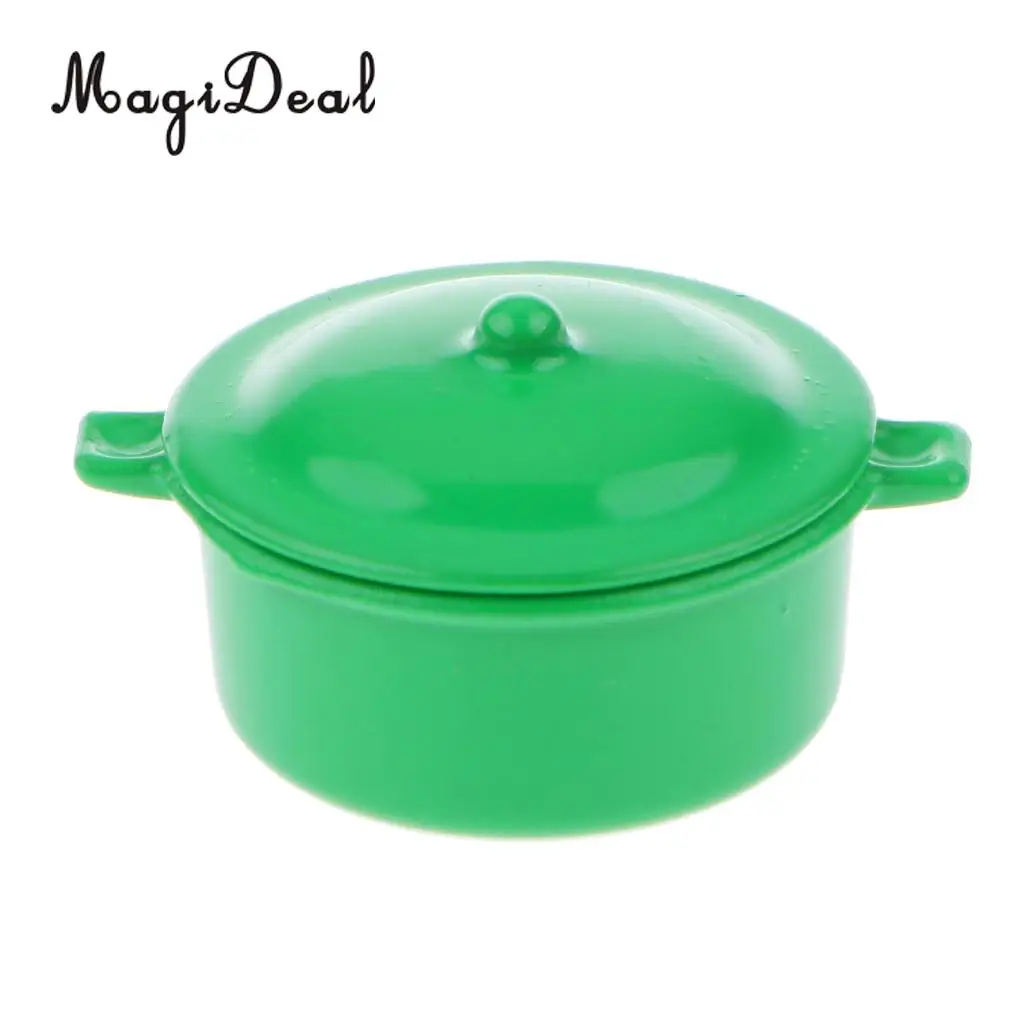 1Pc Alloy 1/12 Dollhouse Miniature Kitchen Kitchenware Utensil Casserole Stock Pot for Dolls House Children Pretend Play Toy