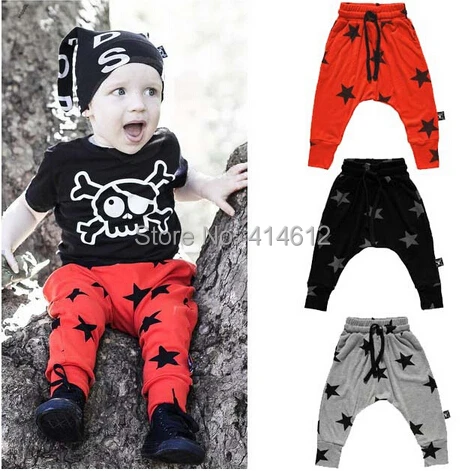 NZ255 новая детская одежда детские черные штаны для мальчиков, Брюки Повседневная одежда для маленьких мальчиков Хлопковые Штаны-шаровары со звездами, костюм для детей от 3 до 7 лет
