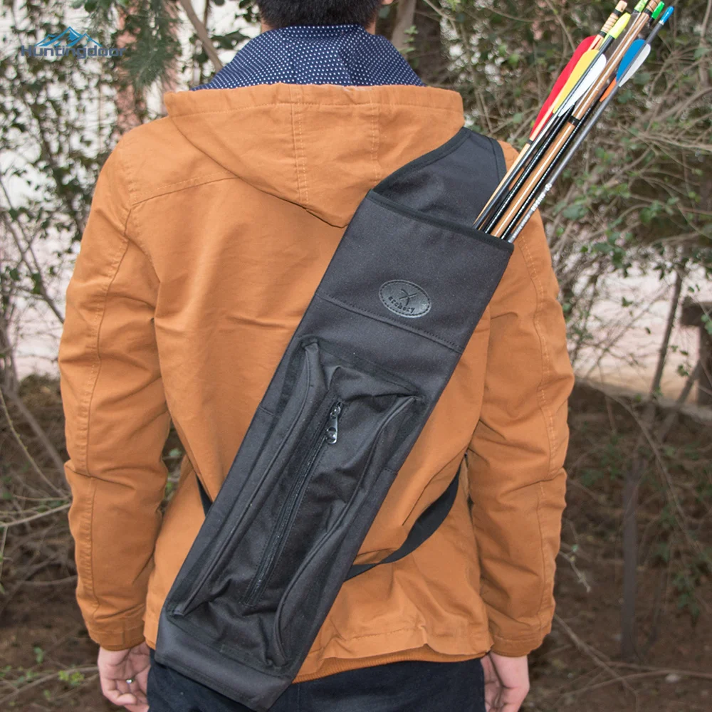 

Archery Arrow Quiver Bag Black Canvas Backpack Arrows Holder About 30pcs Arrow for Outdoor Hunting Shooting