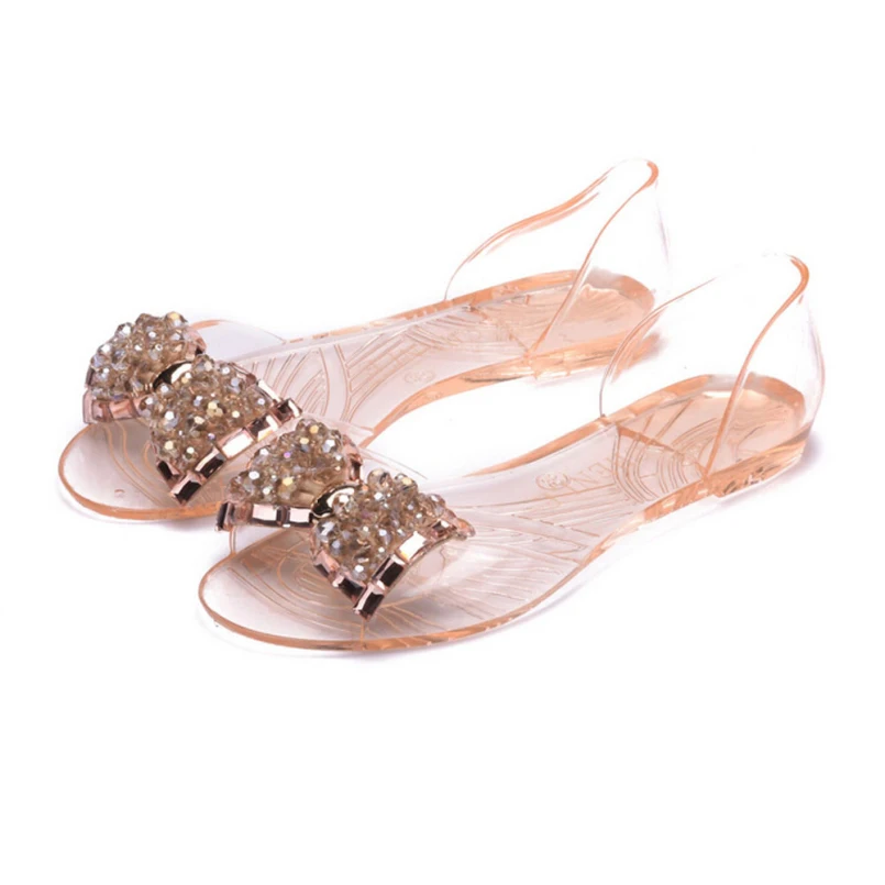 

New Fashion 2016 Europe Causal Style New Women Plastic Beach Shoes Candy Color Jelly Sandals Flat Bottomed Out Sandals