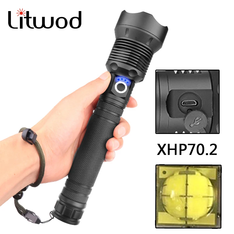 Litwod Z20 1282 CREE XLamp XHP70.2 XHP50 Мощный тактический светодиодный фонарь 18650 26650 фонарь на батарее