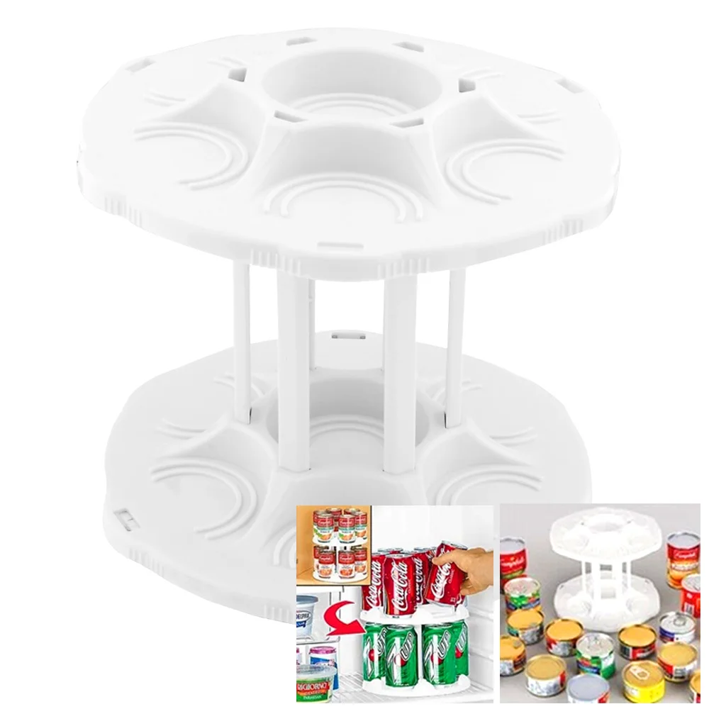 Spining Coke Holder 2 Tiers Rotating Coke Can Bottle Rack Kitchen