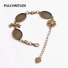 Pulchrode 3 шт./партия, металлическая цепочка, кабошон, основа, подходит для круглого овального 13,5*18,5 см, ручная работа, Шарм с Луной и звездой, браслет, ювелирные изделия, сделай сам, C0962
