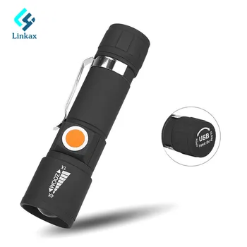 

2019 New Mini USB LED Flashlight Torch Outdoor Camping Light Rechargeable Waterproof Zoomable Lamp 3 Mode Handy Flash Light