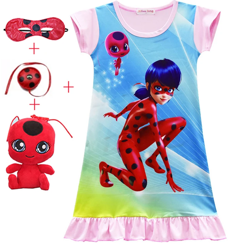

2018 New Ladybug Costumes Girls Children Girl Miraculous Lady bug Halloween Fancy Dress With Mask And Bag Toys for kids gifts