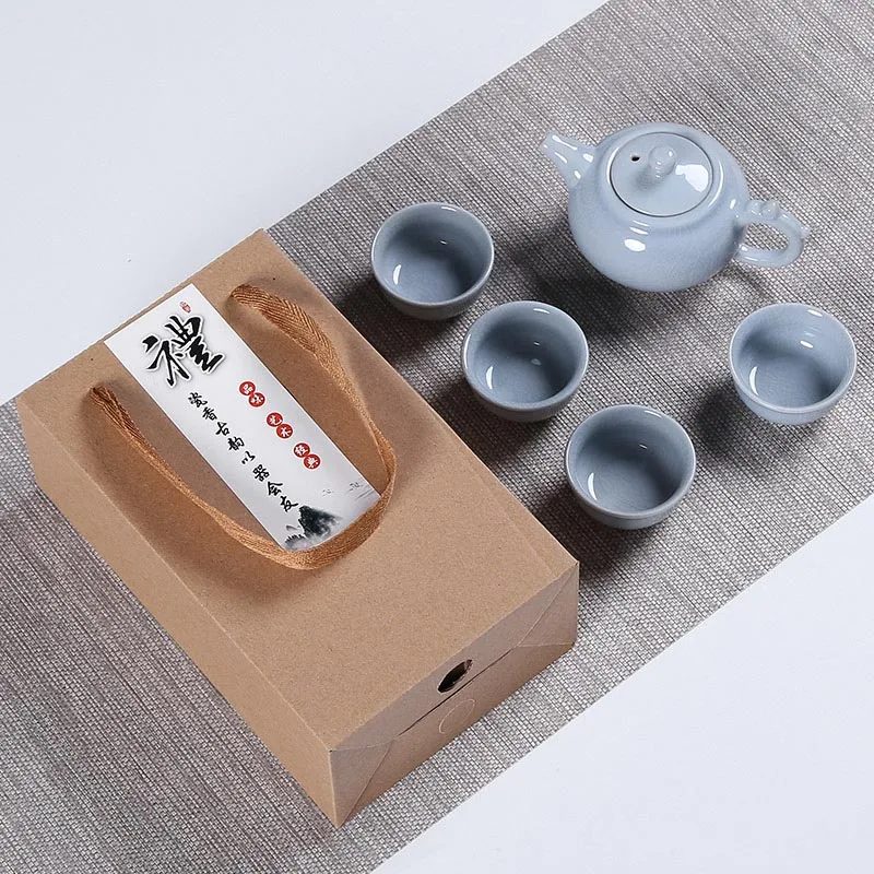 High quality Ge Kiln Kungfu Tea set,China tea set,Kung Fu Tea Cup,Travel Tea Pot Chinese Porcelain Teacup Set Drinkware Gift - Цвет: 06