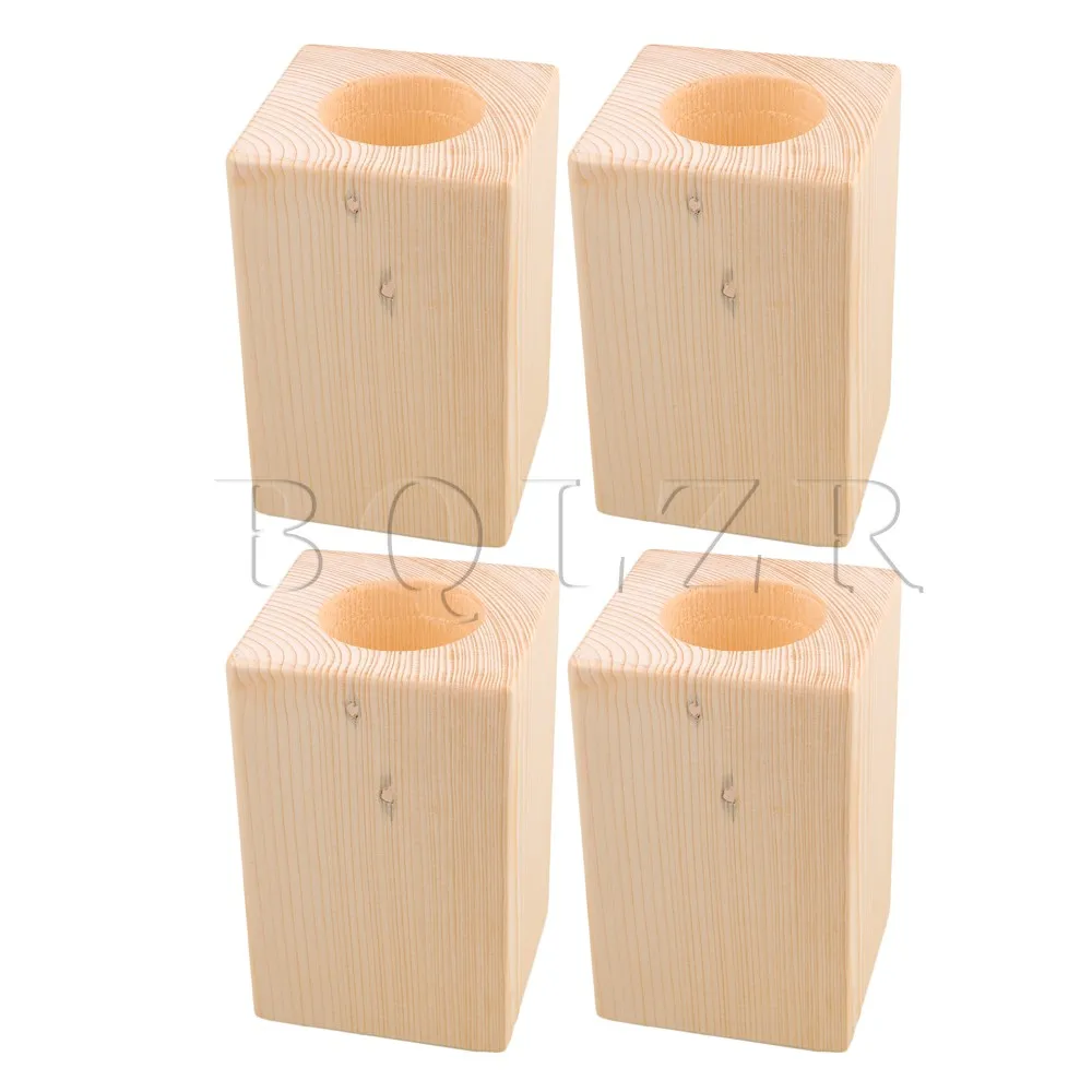 4x BQLZR 13.5x8.5x8.5cm Wood Table Desk Bed Riser Lift Furniture Lifter Storage for 5CM Dia Round Feet Up to 10CM Lift