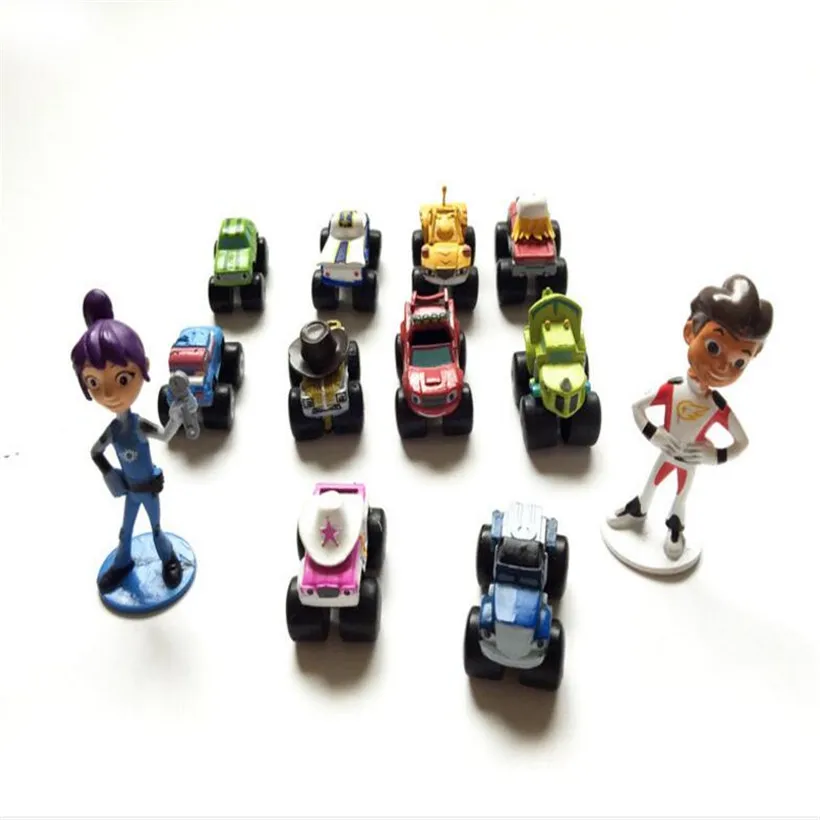 12 Pcs/Set 3-6 CM Anime Figure Blaze Monster Machines Cartoon Toy Action Figure Model Children Toys Birthday Gifts 
