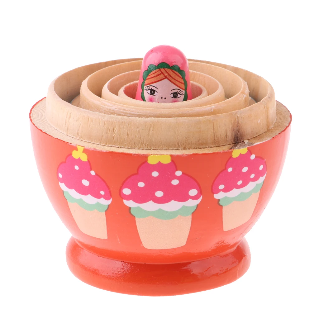 10 Pieces Girls Wooden Russian Nesting Dolls Babushka Matryoshka Toys Handcraft
