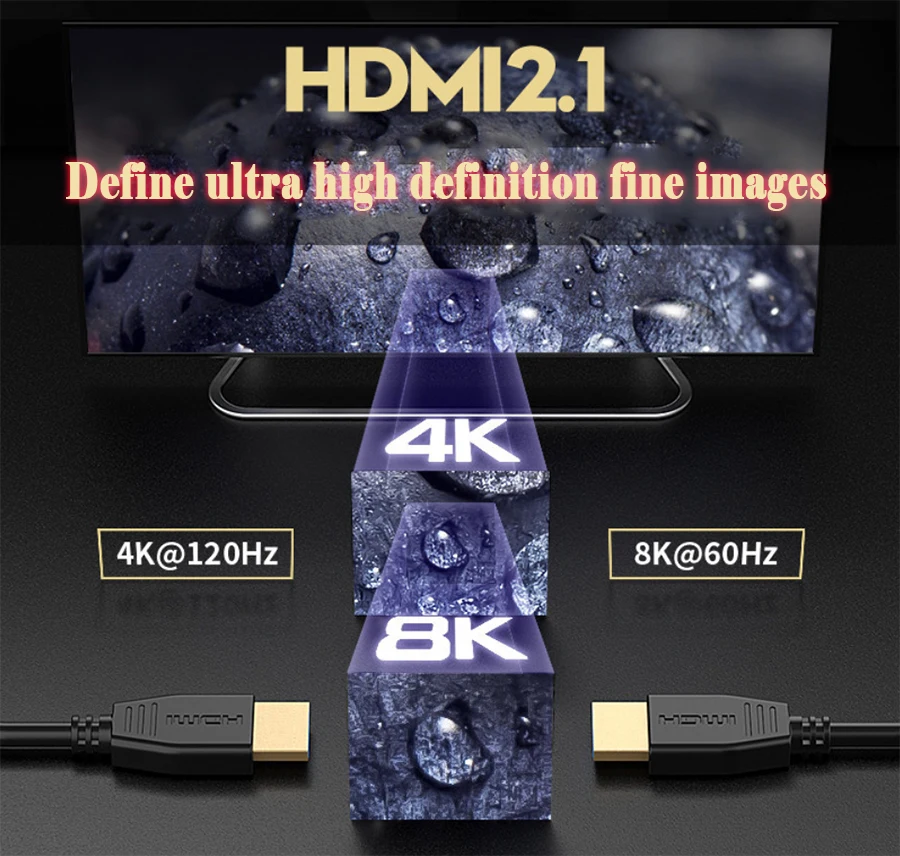 8K HDMI 2,1 кабель-HDMI 2,1 Поддержка 8K@ 120Hz HDR/высокая скорость 48 Гбит/с/4:4:4/3D/UHD/eARC HDMI кабель 2,1