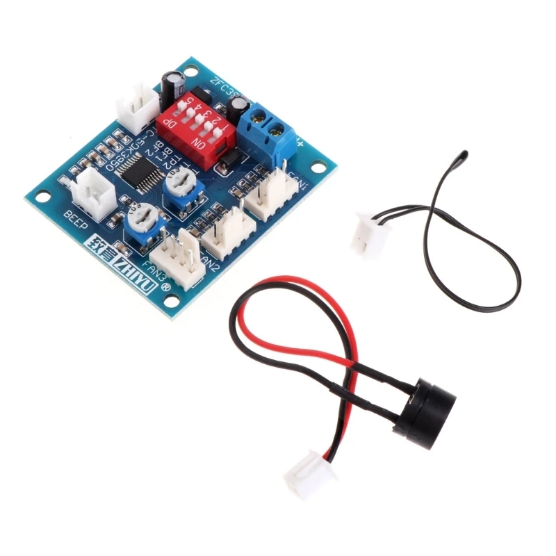 

12V PC CPU 4 Wire Fan Temperature Control PWM Speed Control Module with Alarm + Buzzer Sensor