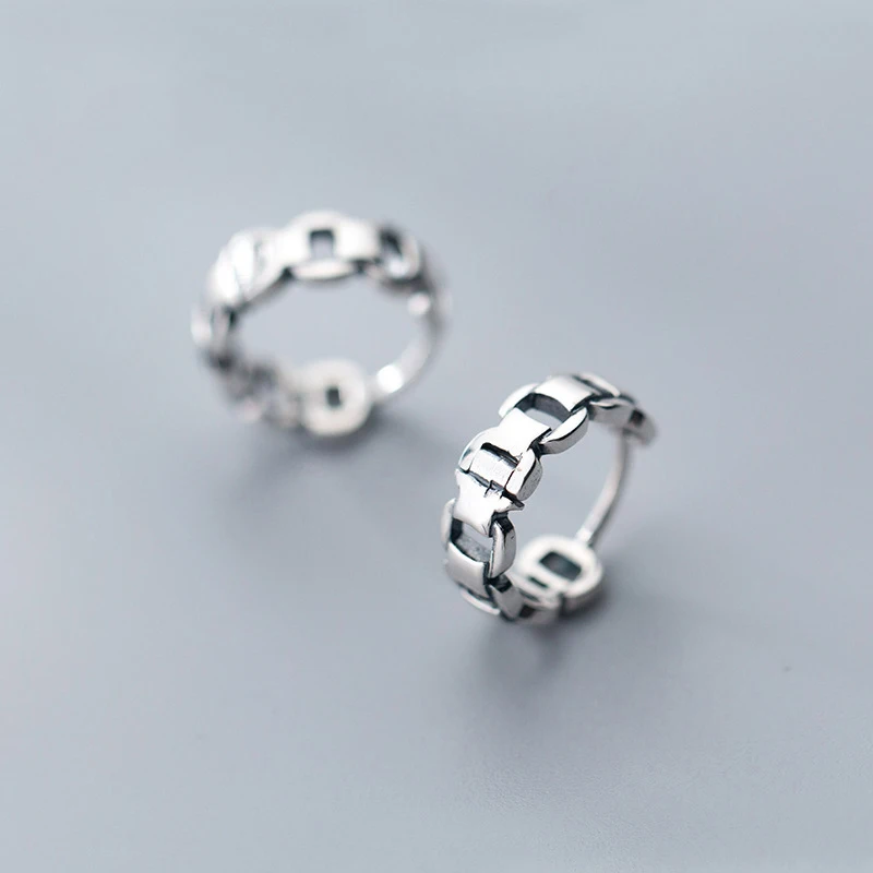 

Classic 925 Sterling Silver Chain Hoop Earrings For Women Girls Wedding Twisted Round Huggie Earring Fashion Jewelry Brincos New