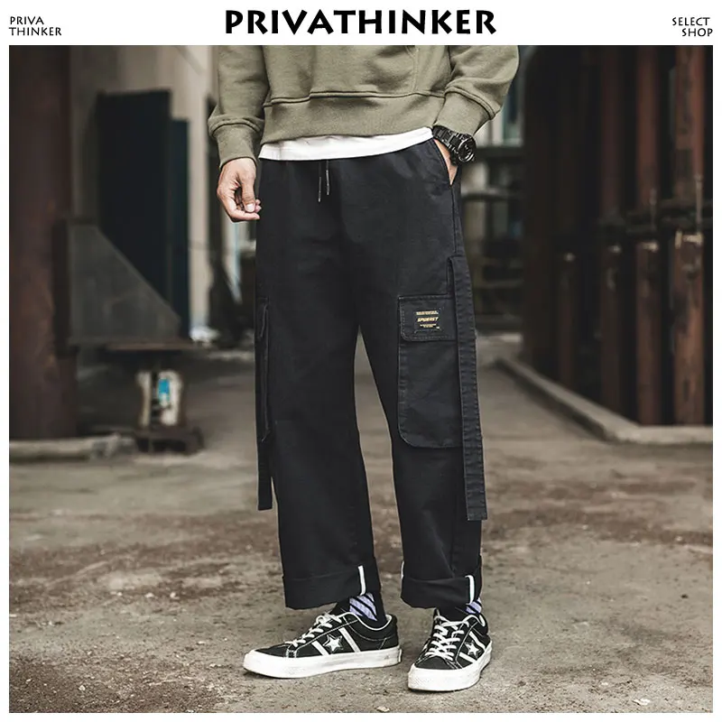 Privathinker пояс цвета хаки джоггеры брюки 2018 мужские карманы Японская уличная