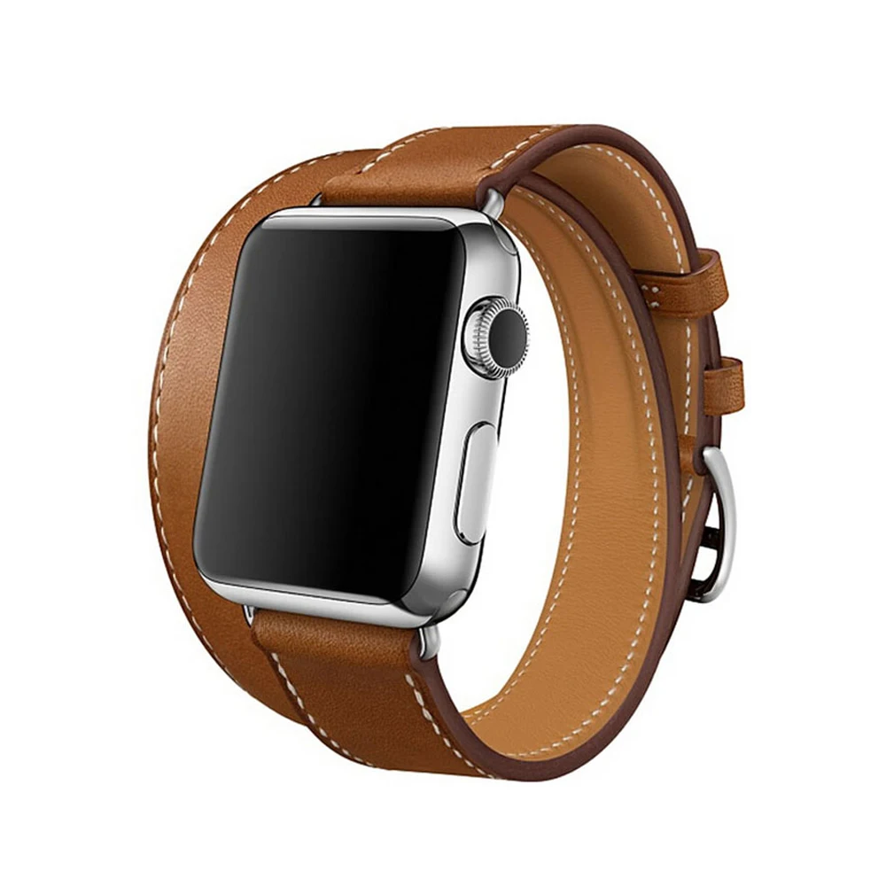 

Genuine Leather Double Tour band for apple watch strap 42mm/38mm correa 44mm 40mm watchband for Iwatch series 4/3/2/1 wristband