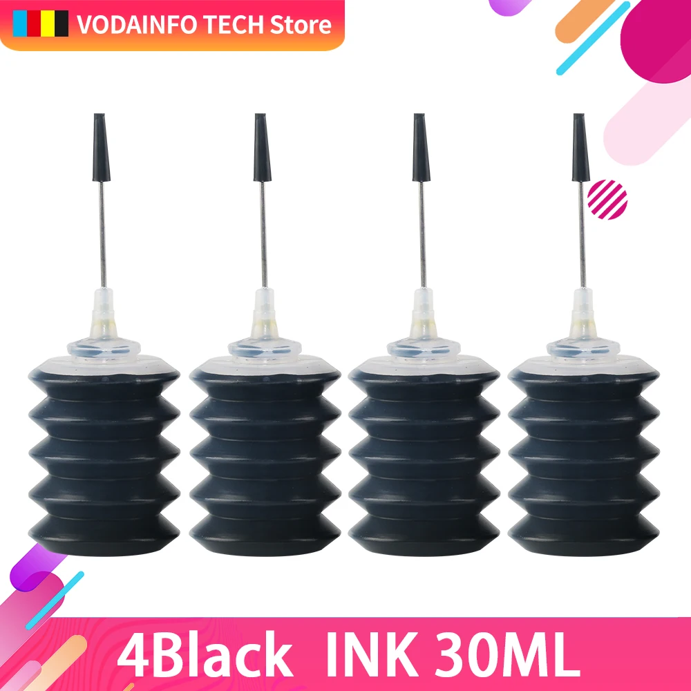 

QSYRAINBOW 4 Pcs Black Universal 30ml dye ink K C M Y Refillable Ink kit For HP for Canon for Brother for Epson printer