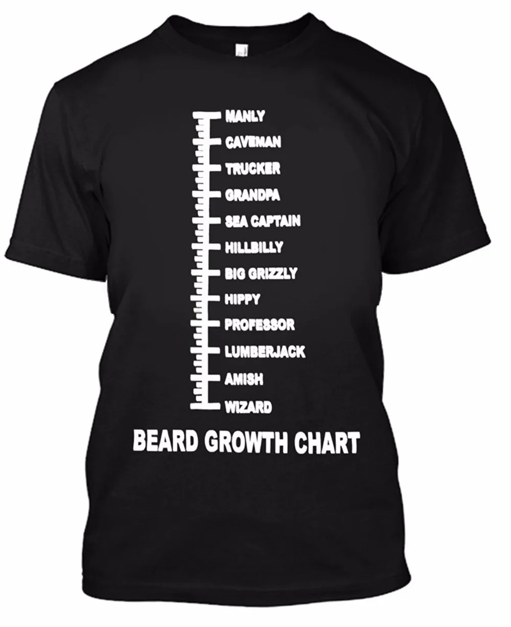 Young men's cotton T shirt summer o neck Beard Growth Chart Mens