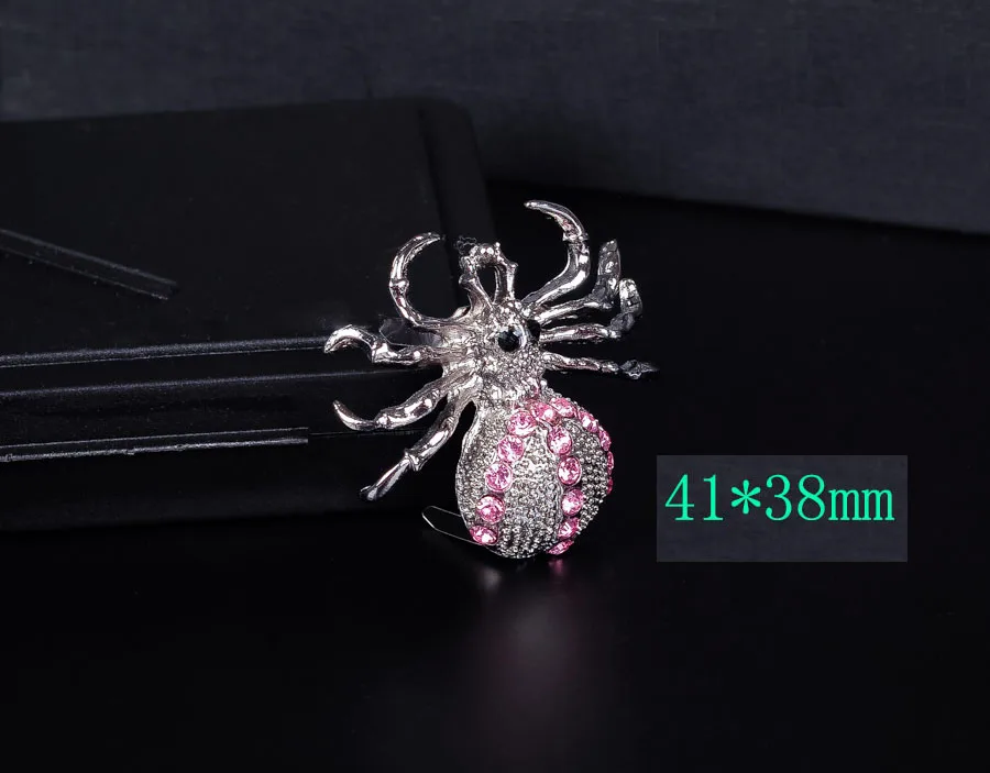 

2PC 40X37MM Pink Gem Rhinestone Silver Western Spider Decor Craft Shoes Hand Bag Conchos Claw Nails