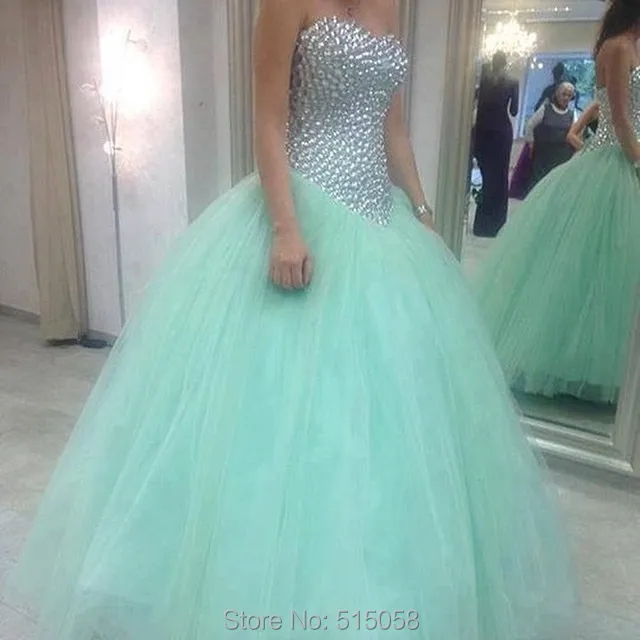 Nuevo Cristal Elegante Sweetheart Largo Del Organza Verde Menta Vestidos Novia 2015 Vestido De Fiesta Vestido De Novia Para Green Wedding Dress Wedding Dresswedding Dress 2015 Aliexpress