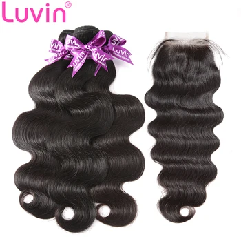

Luvin Body Wave 28 30 Inch Malaysian 3 4 Bundles With Closure Bundles Human Hair Extension Weaves Remy Hair With Closure