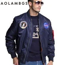 Männer Bomber Flugpilot Jacke Mantel Dünne Nasa Navy Fliegerjacke Military Air Force Stickerei Baseballuniform Armee Grün Schwarz