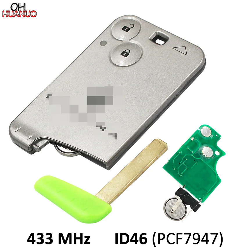 

NEW Smart Card Remote Key Fob 2 Button With PCF7947 Chip For Laguna Espace 433MHZ ID46 Chip