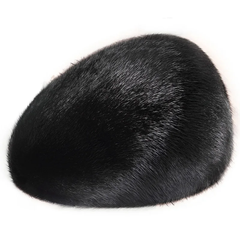 

Glaforny men mink fur hat New Fashion Men's Real Mink Fur Cap Winter Warm Top Hat Headgear Beanie Beret