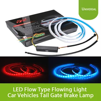 

Universal 47inch 120cm Ice Blue Red LED Flow Type Flowing Light Car Vehicles Tail Gate Brake Lamp