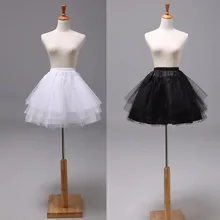 Белый или черный короткие юбки Для женщин трапециевидной формы из 3 слоев, Нижняя юбка для свадебное платье jupon cerceau mariage