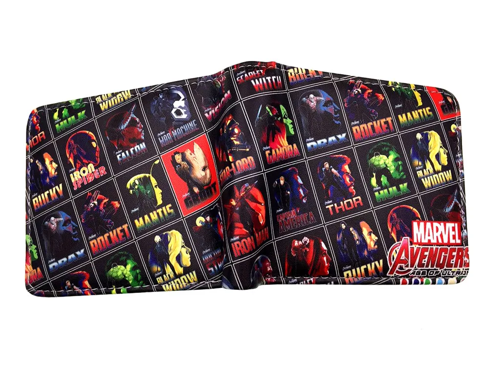 Marvel Мстители: Infinity War Железный человек Человек-паук танос Тор Pu короткий кошелек Двойные Держатель для кредитных карт с фотографиями держателя слоев монет Карманный Кошелек - Color: 27