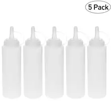 

5pcs Squeeze Bottles 8oz 200ml Lids with Twist Dispensers Travel Bottles Containers for BBQ Hot Sauces Olive Oil Ketchup Mustard