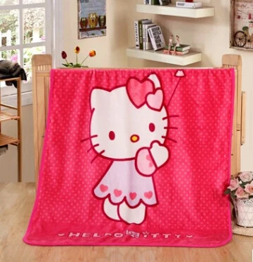 Зимнее детское одеяло/мягкое Коралловое одеяло для девочек/100*140 см/Флисовое одеяло с героями мультфильмов «Hello kitty» - Цвет: 1