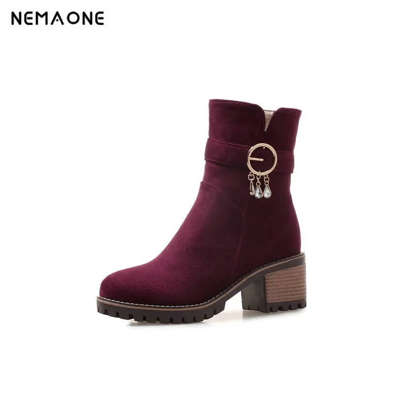 

2019 women fashion erogenous ankle women boots round toe 6.5cm high heel women shoes autumn winter casual party shoes