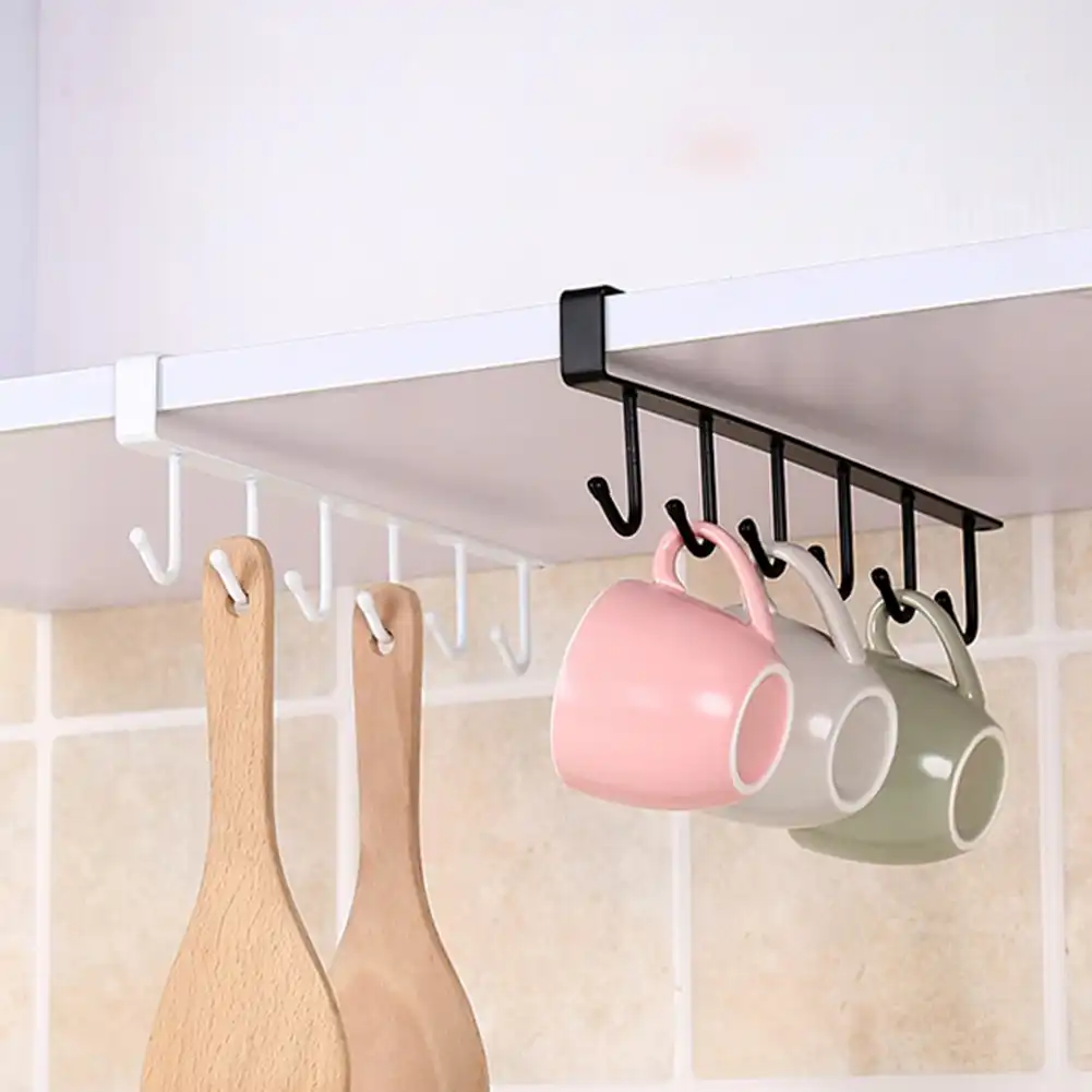 Black And White Multifunction Nail Free Hook Mug Holder Under