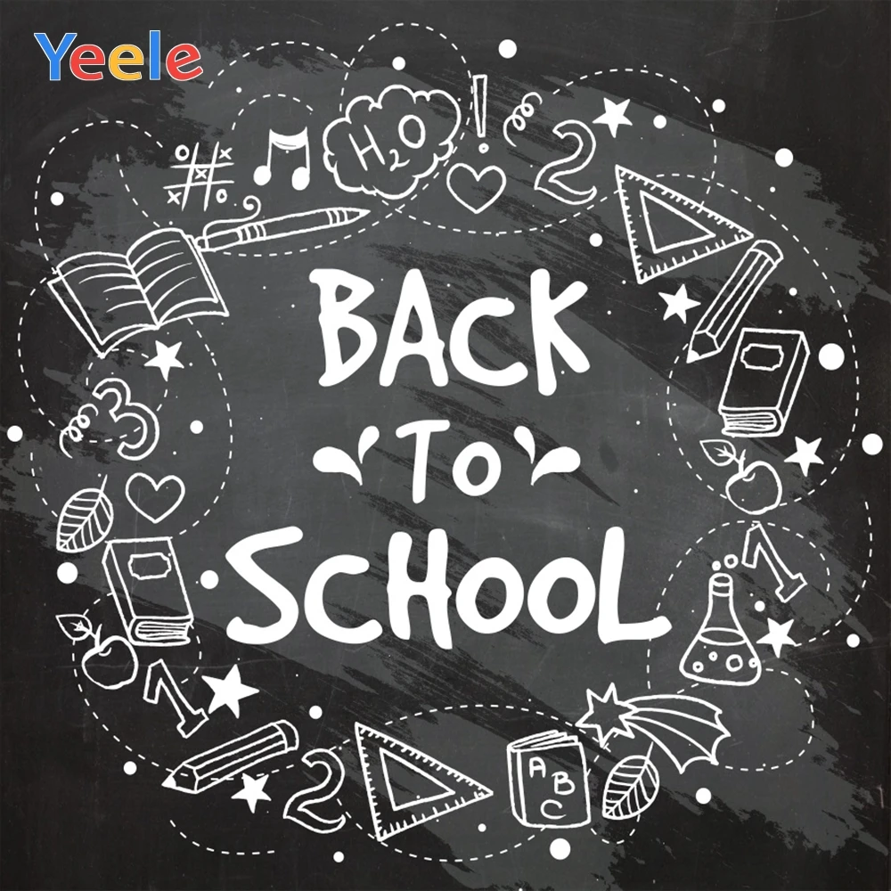 

Yeele Blackboard Black Chalk Drawing Back to School Photography Background Customized Photographic Backdrops for Photo Studio