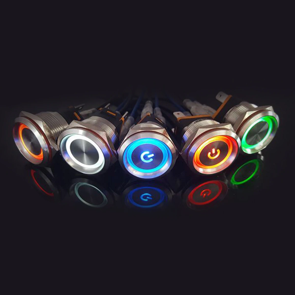 

LED Heavy Metal Push Button Switch 19mm Self-lock Push Power Switch Waterproof Stainless Steel Led Switch 3000W 12/24V