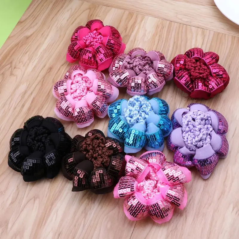 Cute Girls' Sequins Bun Hair Nets for Dancersr Kids' Bun Net Bun Cover