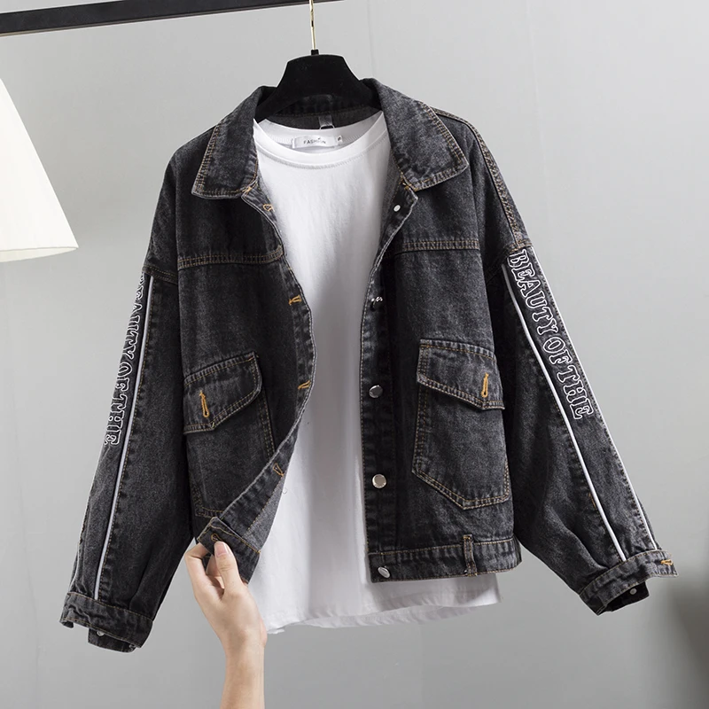 

Vintage Embroidery Jeans Jacket Women Big size Harajuku Loose Women Denim Jacket Spring Autumn Korean Jean Coat Women Outerwear